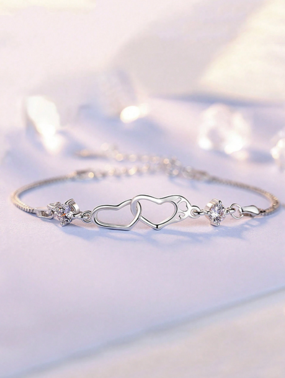 Moissanite Heart Bracelet | S925 Sterling Silver