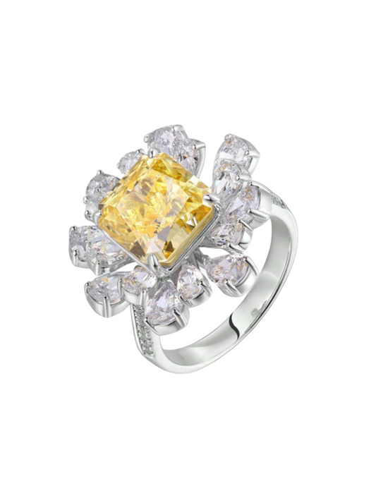 Sterling Silver Yellow Lab Diamond Ring