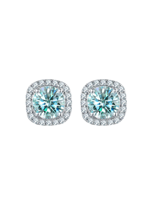 Aqua Elegance Moissanite Stud Earrings | Light Blue S925 Sterling Silver