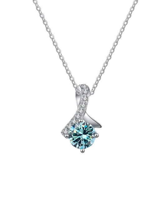 Aqua Elegance Moissanite Necklace | Luxurious S925 Sterling Silver