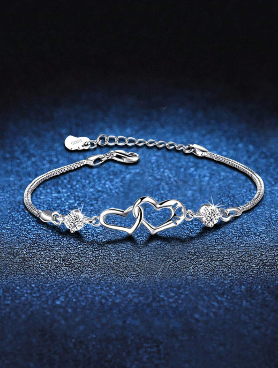 Moissanite Heart Bracelet | S925 Sterling Silver