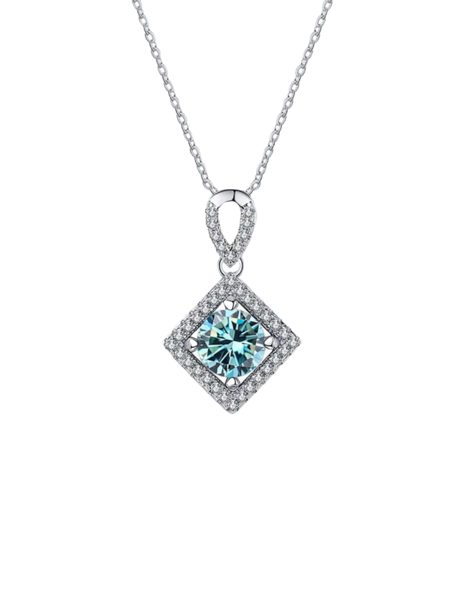 Aqua Elegance Moissanite halskæde | Alsidig S925 Sterling Sølv