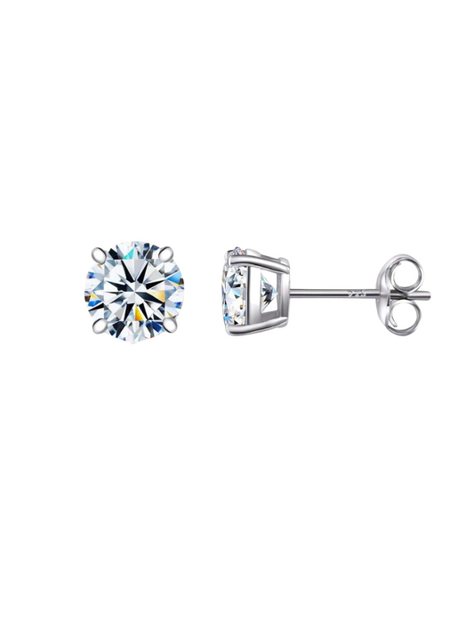 Round Moissanite 18K Gold Plated Stud Earrings | 925 Silver Unisex