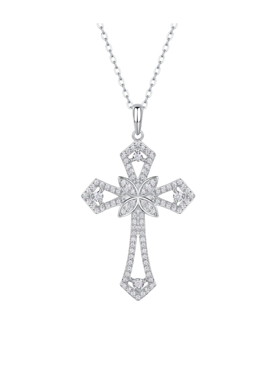 Eternal Cross Moissanite  Necklace | S925 Sterling Collarbone Chain