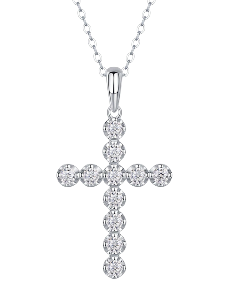 Eternal Cross Moissanite Necklace | S925 Silver Chain