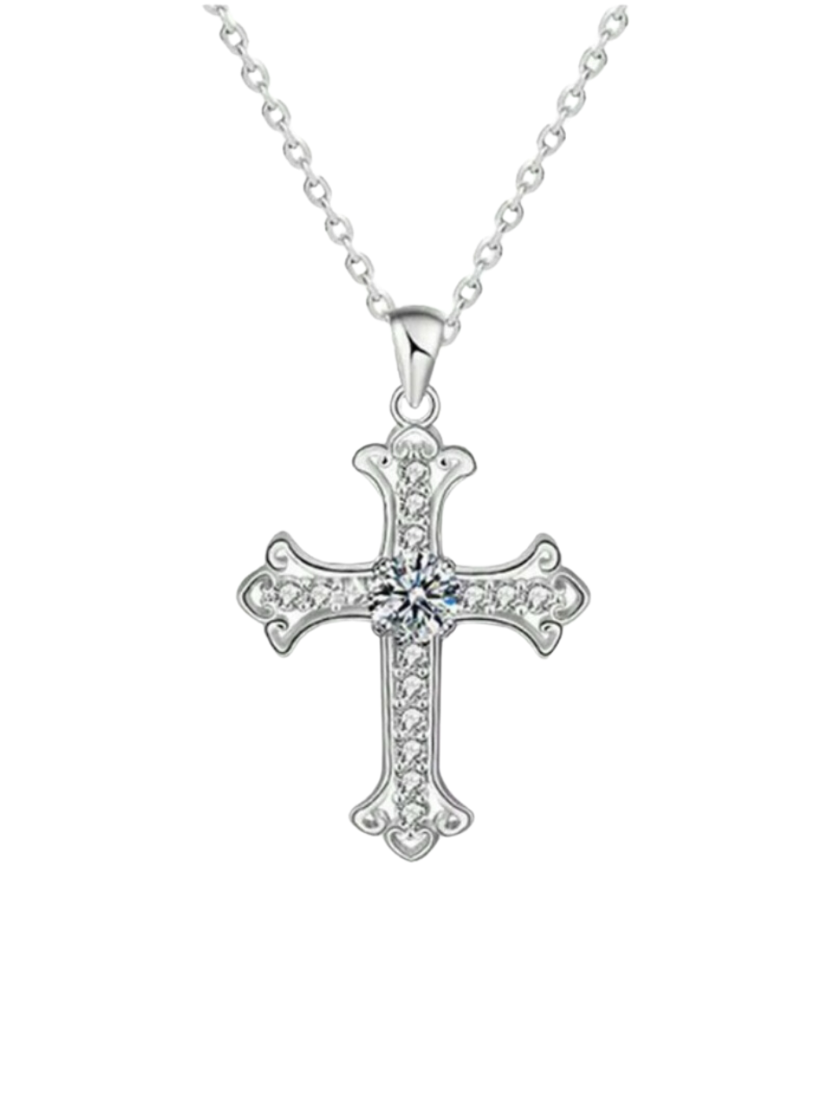 Eternal Cross Moissanite halskæde | S925 sølv halskæde til mænd