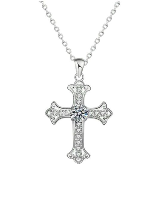 Eternal Cross Moissanite Necklace | S925 Silver Mens Necklace