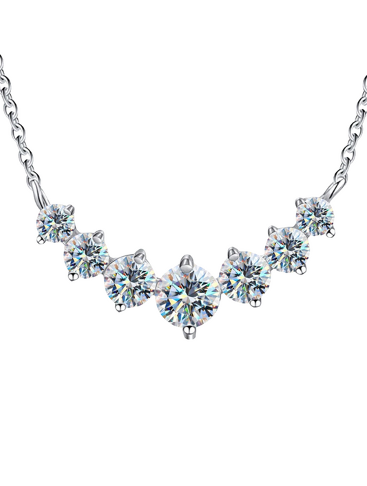 Smiling Seven Princess Moissanite Necklace | S925 Sterling Silver