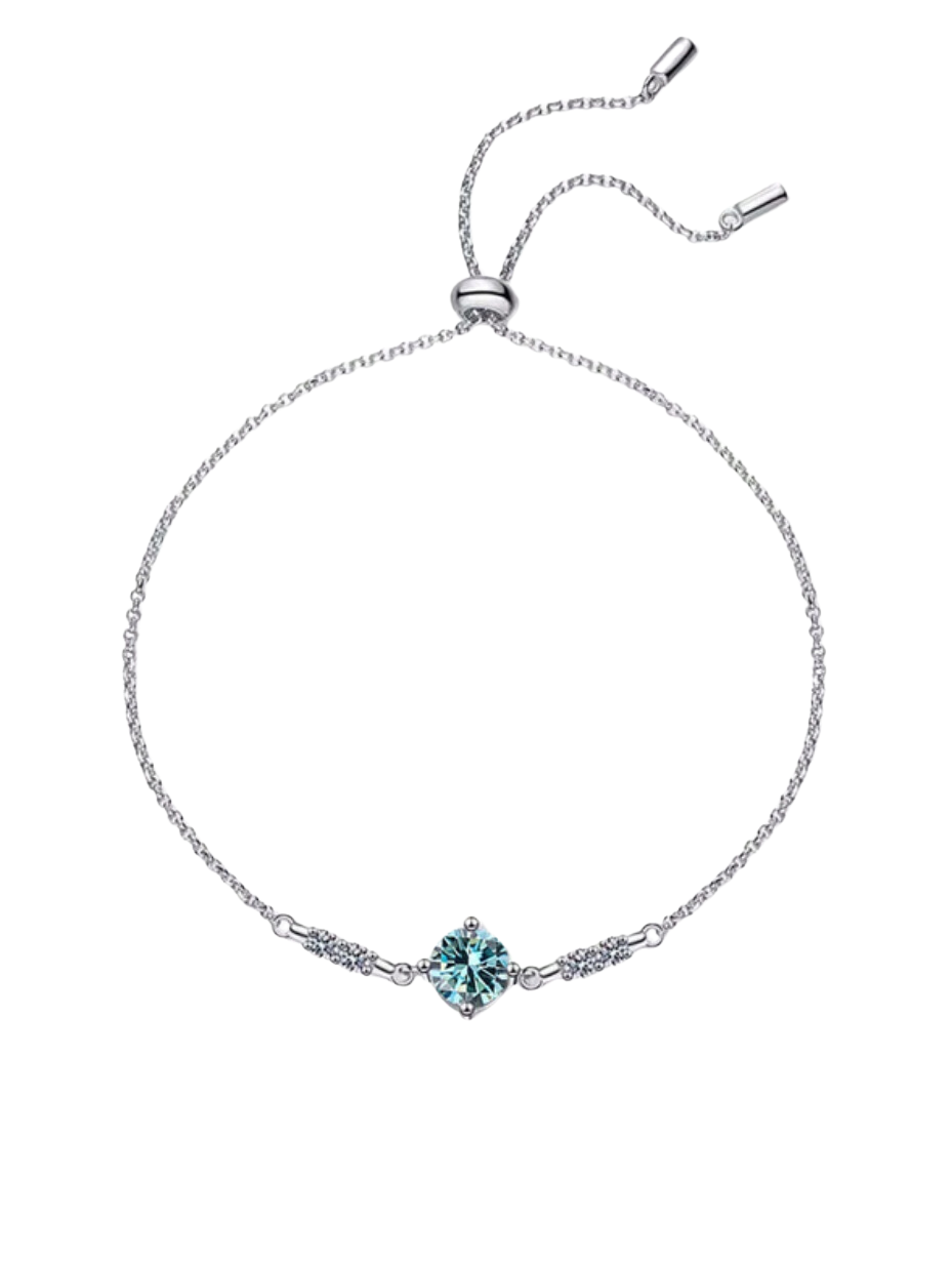 Aqua Elegance Bracelet | Blue Moissanite S925 Sterling Silver