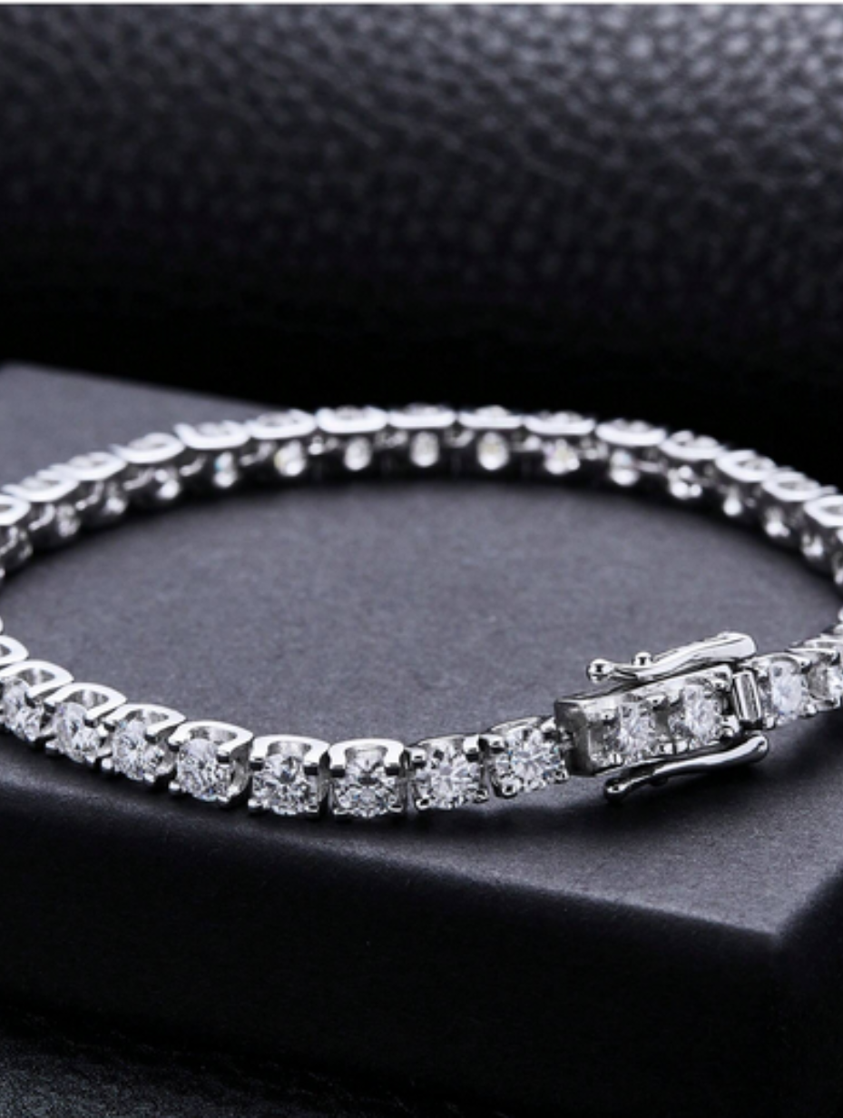 Moissanite Tennis Bracelet | 18K White Gold-Plated S925 Sterling Silver