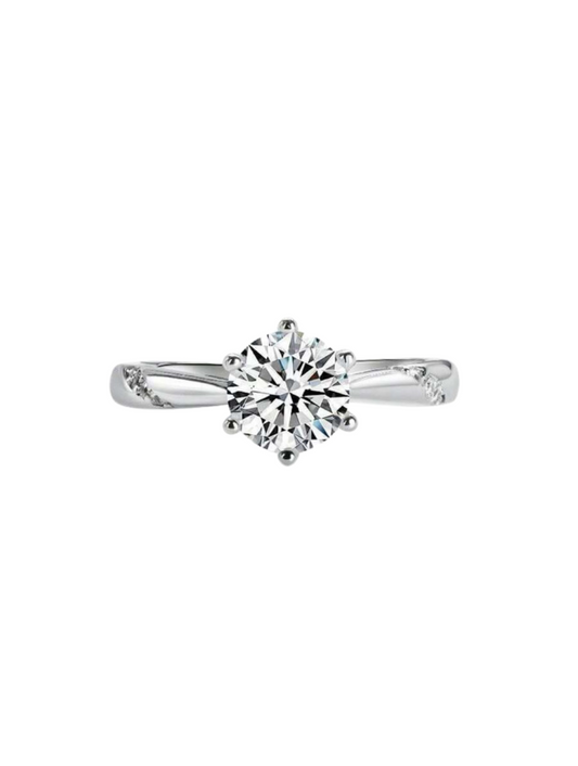 S925 Sterling Silver Moissanite Ring | White Gold Plated