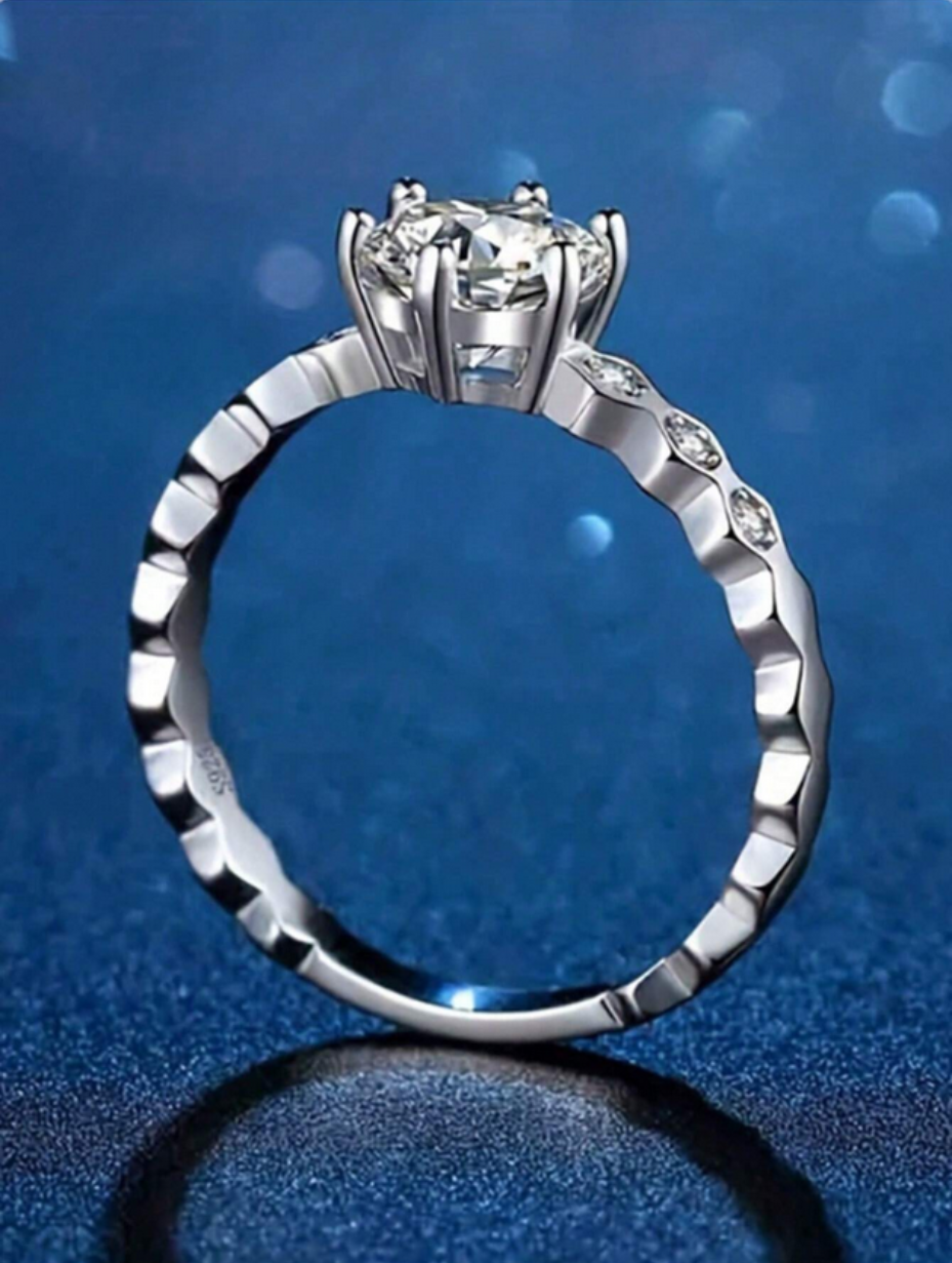 925 Sterling Silver Moissanite Honeycomb Ring | Elegant Design