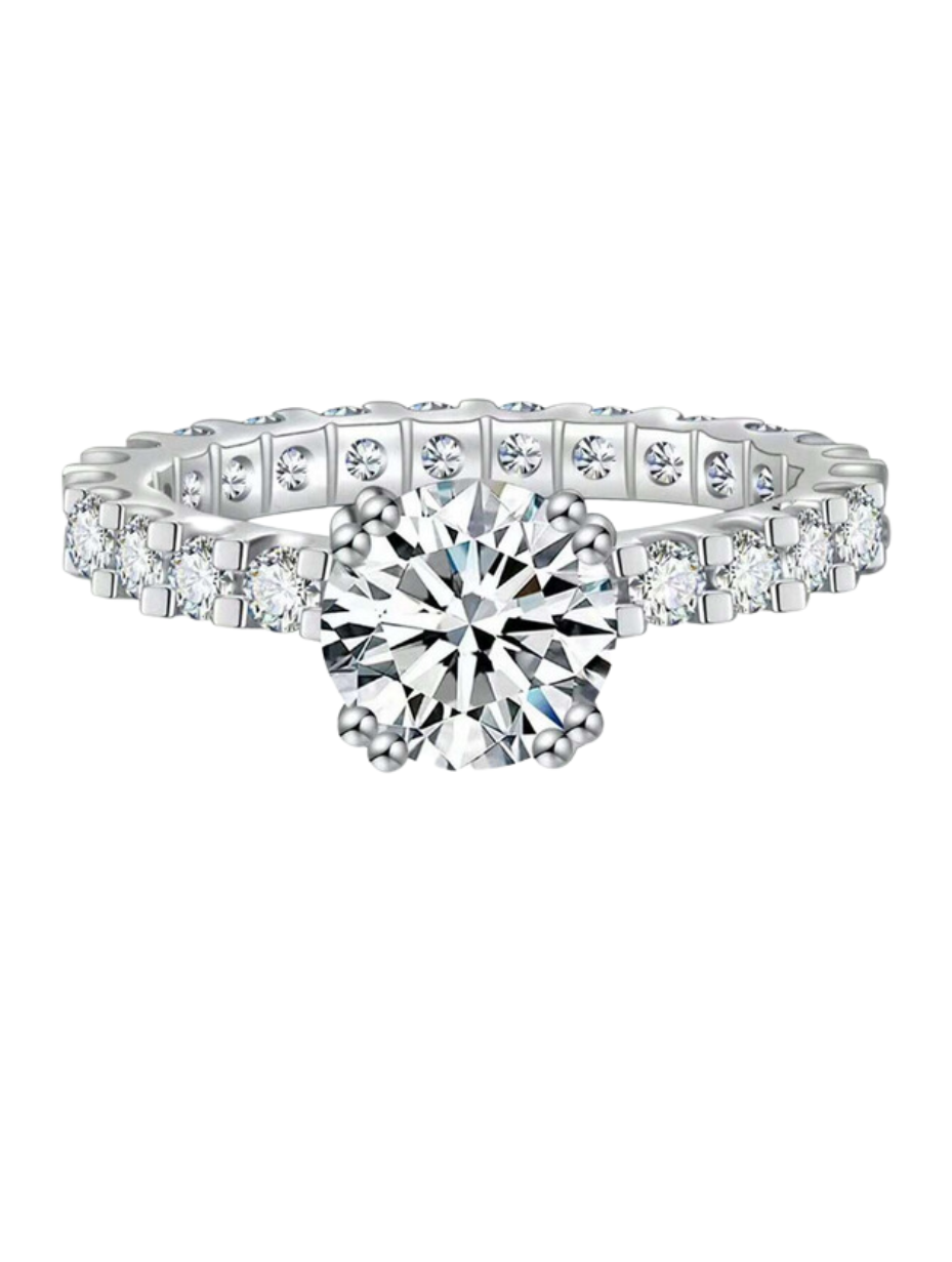 S925 Sterling Silver Solitaire Moissanite Ring