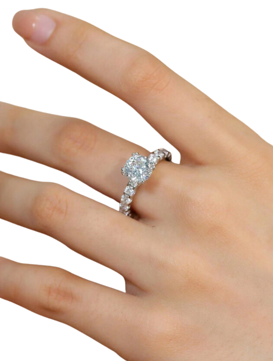 S925 Sterling Silver Solitaire Moissanite Ring