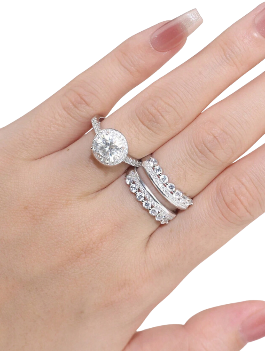 2-Piece Set Moissanite Rings | Sterling Silver | Elegant Design