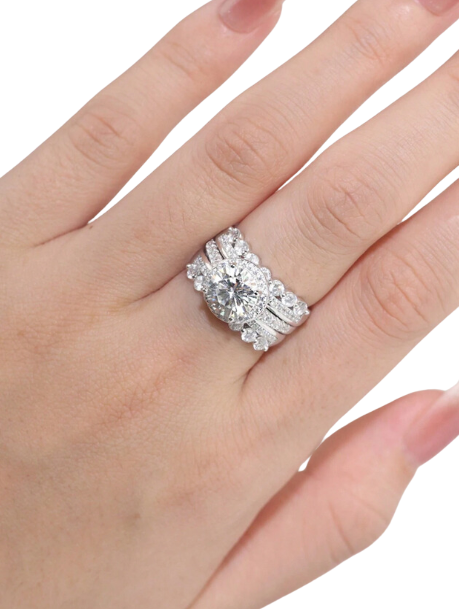 2-Piece Set Moissanite Rings | Sterling Silver | Elegant Design