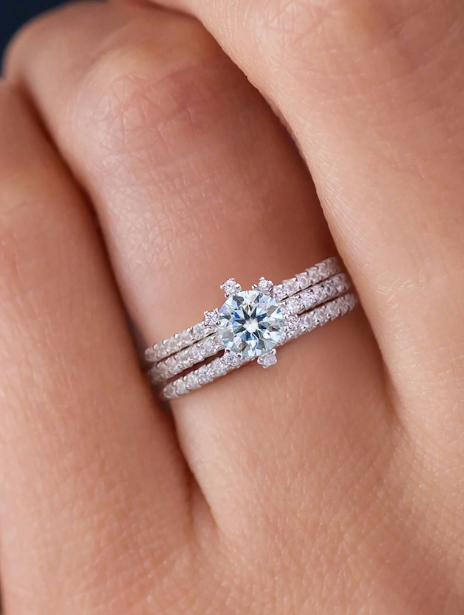 3PCS Moissanite Ring Set – S925 Elegance