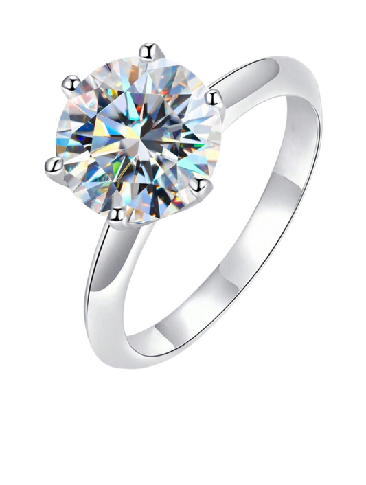 Moissanite Round Ring – S925 Silver