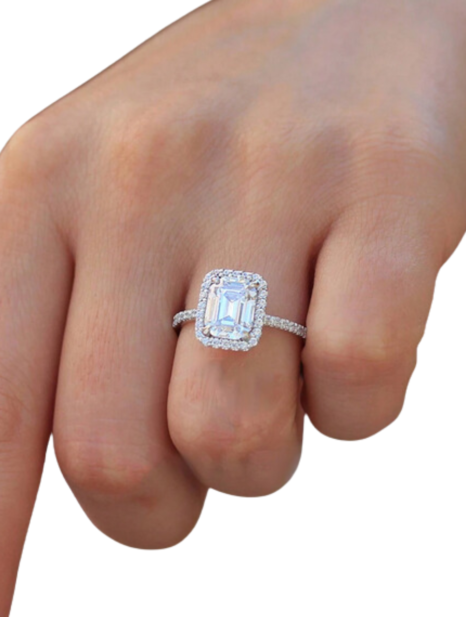 Moissanite Sugar Cube Ring – S925 Silver