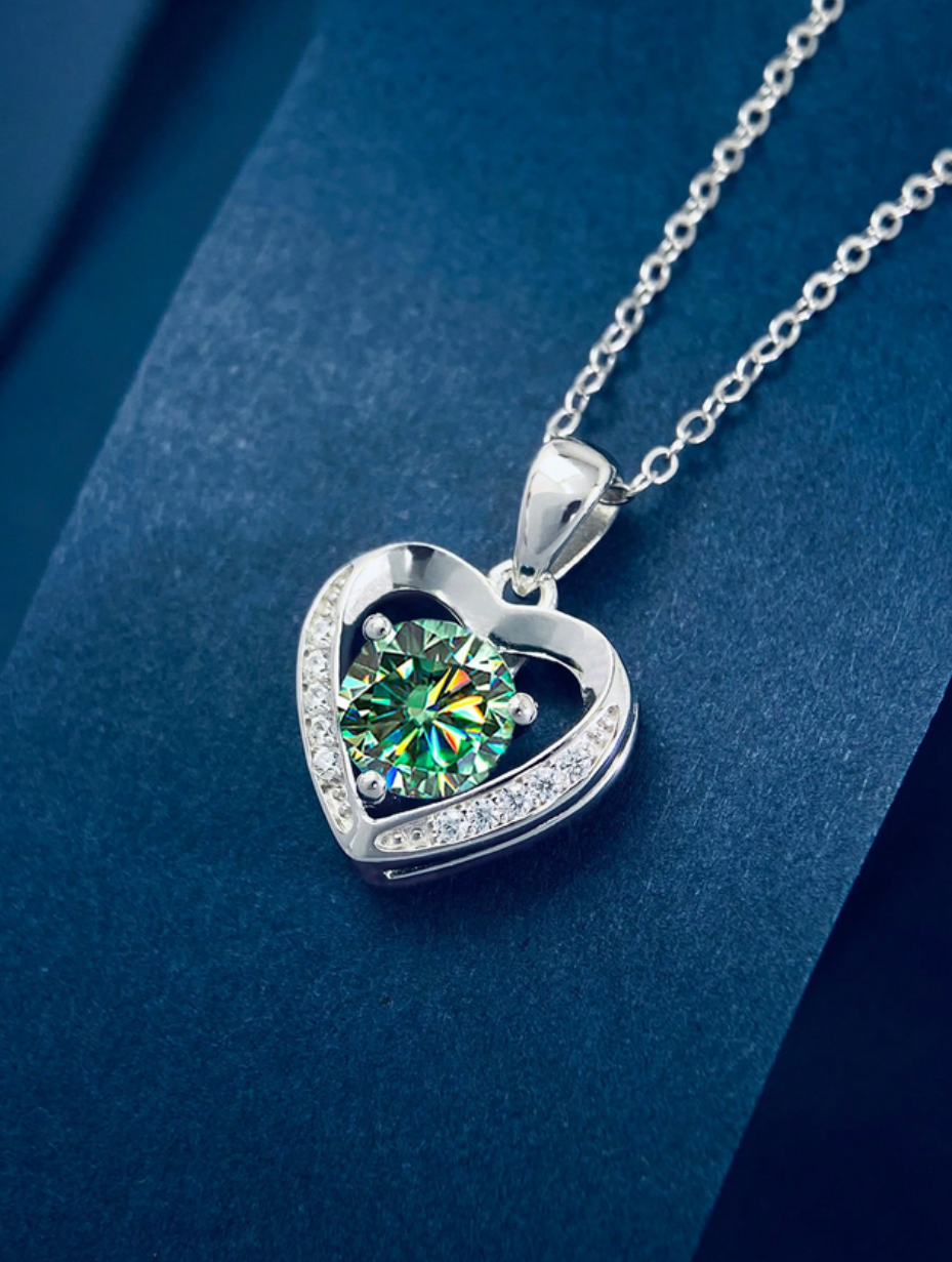 925 Silver Heart Moissanite Necklace | Elegant Daily Style