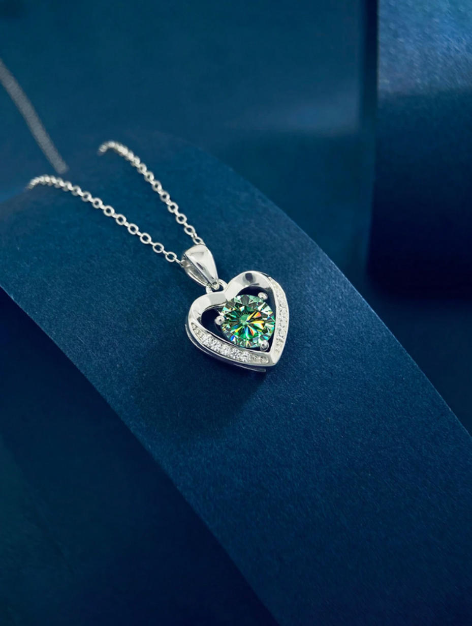 925 Silver Heart Moissanite Necklace | Elegant Daily Style