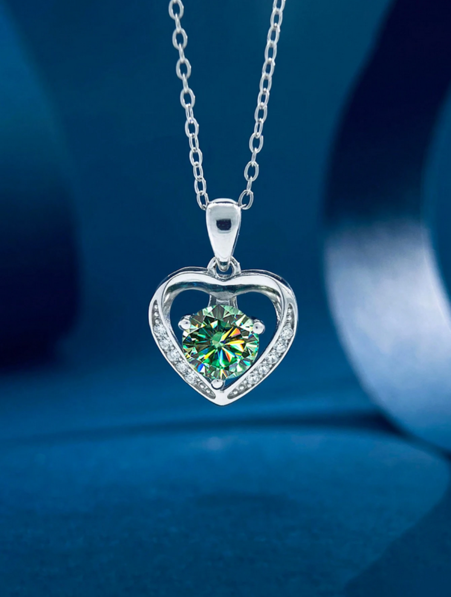 925 Silver Heart Moissanite Necklace | Elegant Daily Style