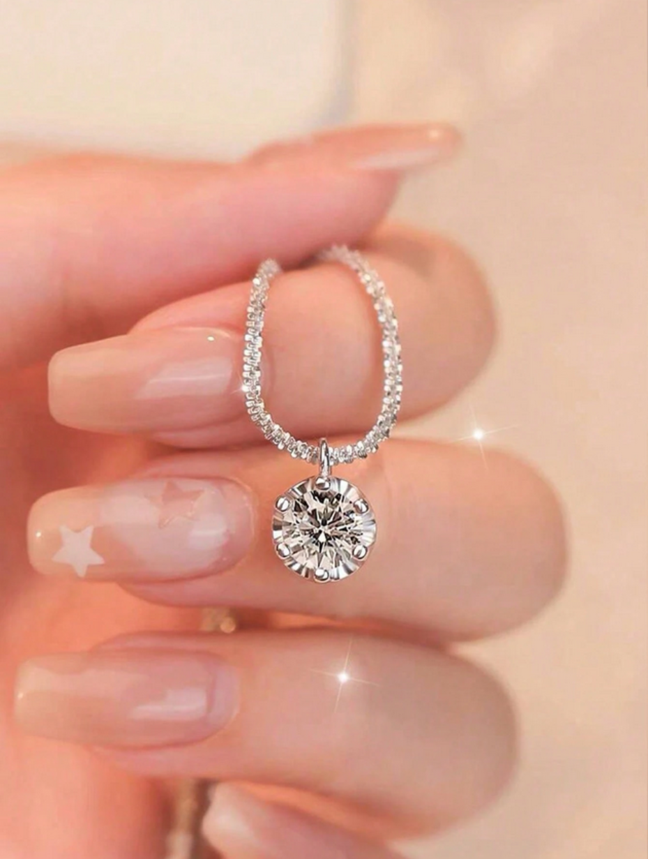 Fashionable Moissanite Pendant Necklace | S925 Sterling Silver