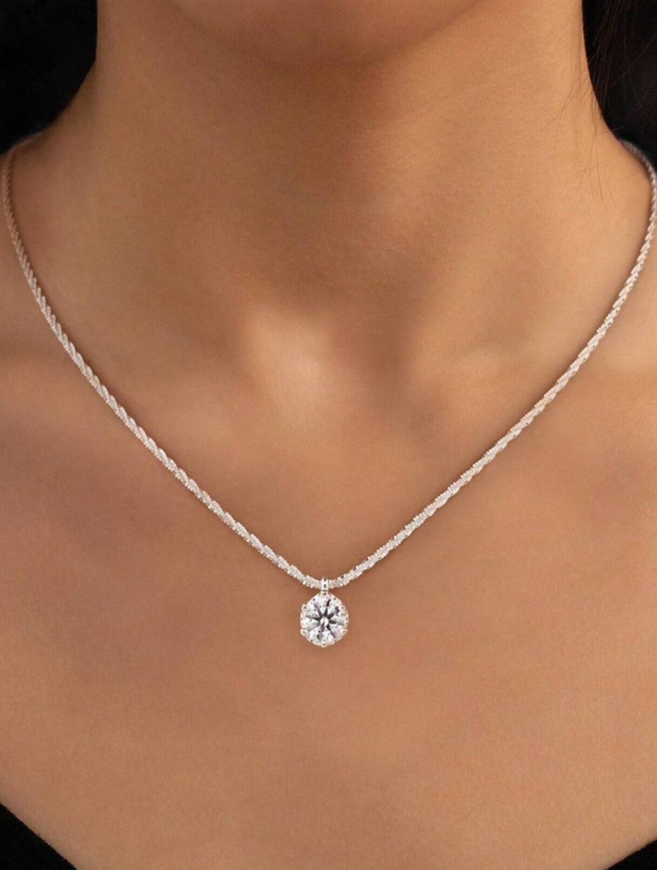 Fashionable Moissanite Pendant Necklace | S925 Sterling Silver