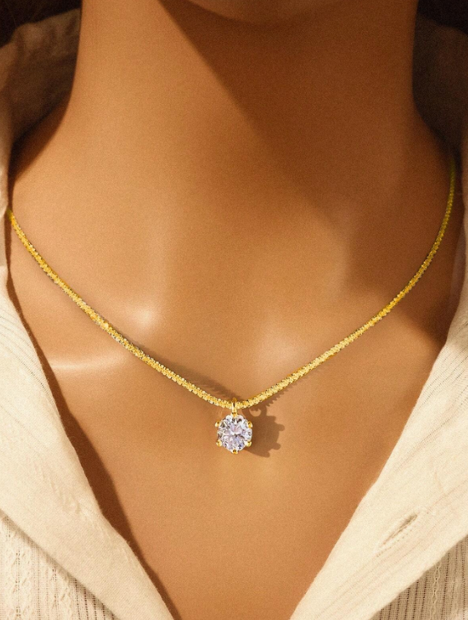 Luxury Glitter Zirconia Pendant Necklace | S925 Sterling Silver