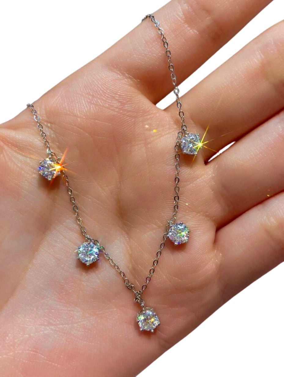 Elegant Moissanite Five-Diamond Necklace | S925 Silver