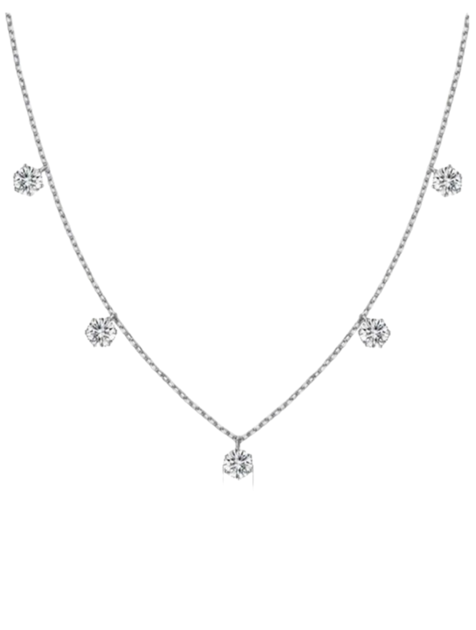 Elegant Moissanite Five-Diamond Necklace | S925 Silver