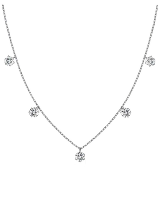 Elegant Moissanite Five-Diamond Necklace | S925 Silver