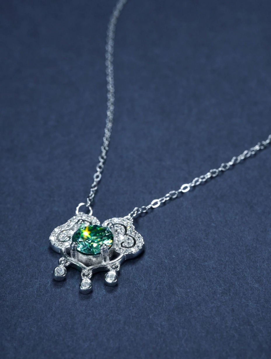 Colorful Moissanite Lucky Cloud Necklace | S925 Silver