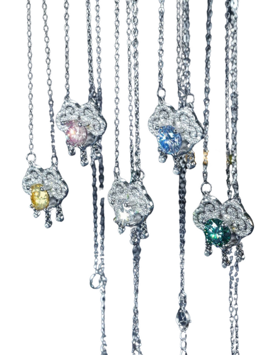 Colorful Moissanite Lucky Cloud Necklace | S925 Silver