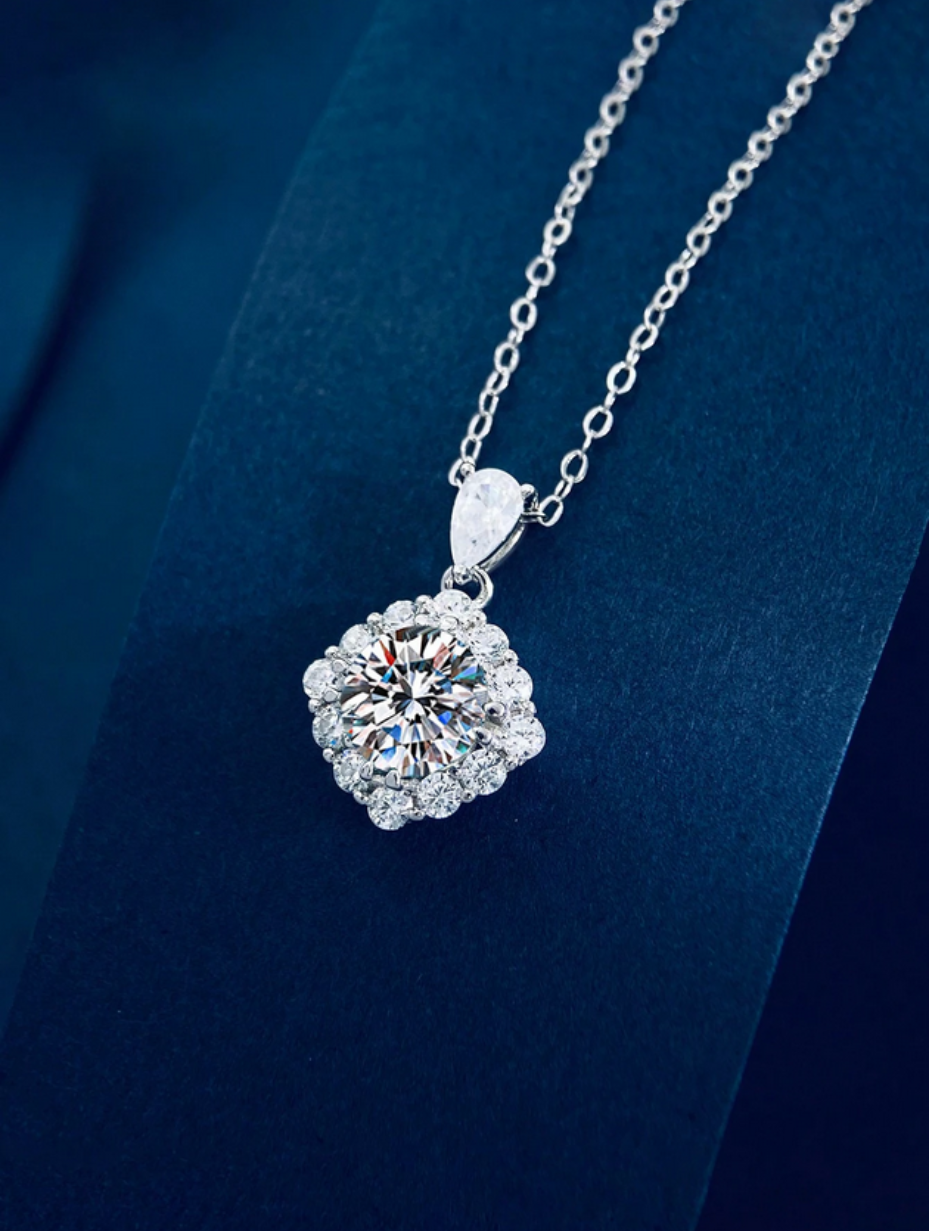 Elegant Moissanite Pendant Necklace | S925 Silver