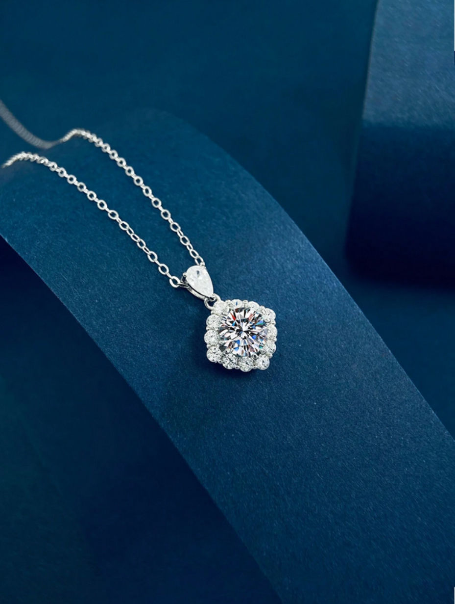 Elegant Moissanite Pendant Necklace | S925 Silver