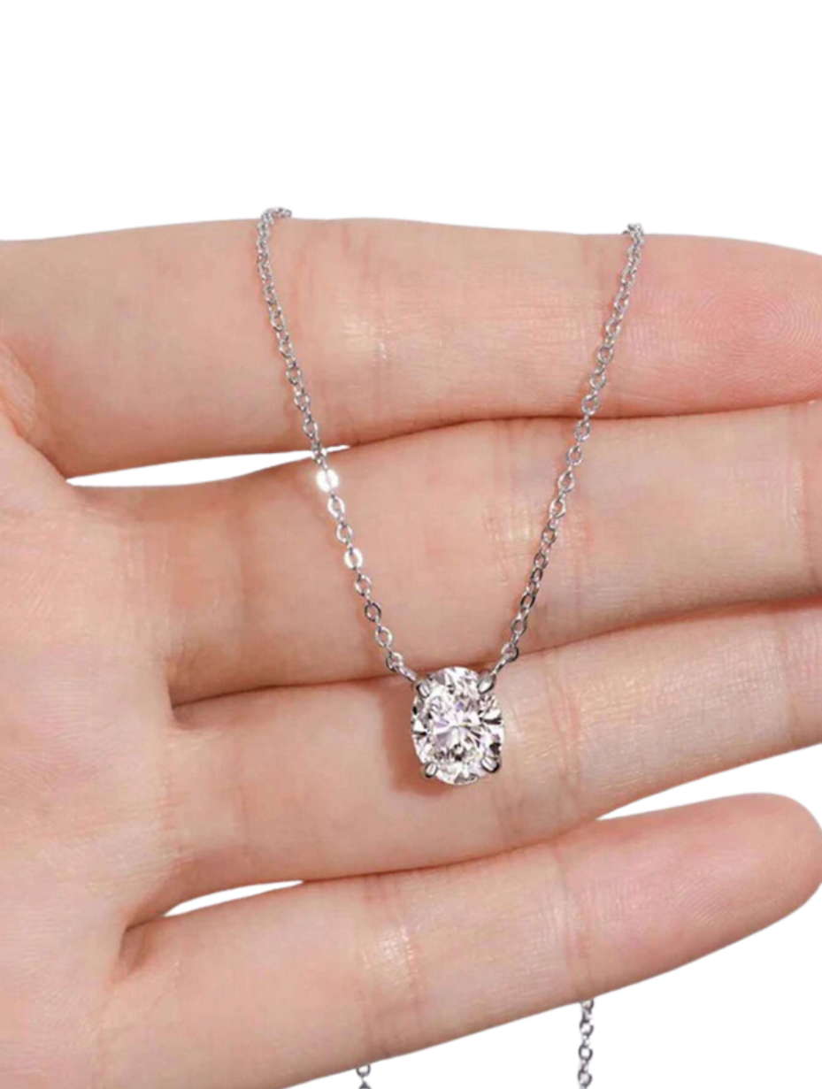 Oval Moissanite Pendant Necklace | S925 Silver