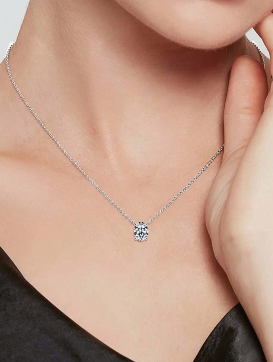 Oval Moissanite Pendant Necklace | S925 Silver