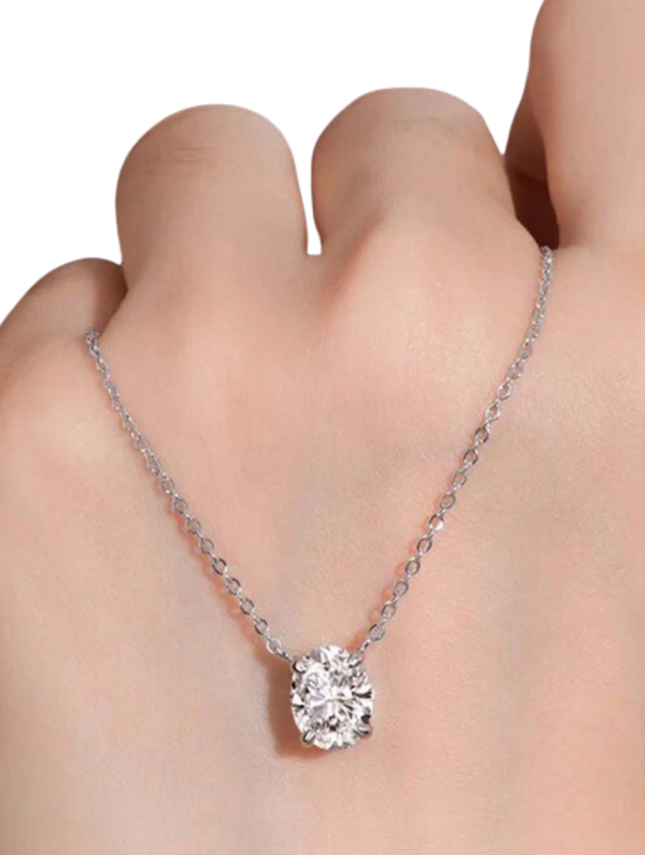 Oval Moissanite Pendant Necklace | S925 Silver