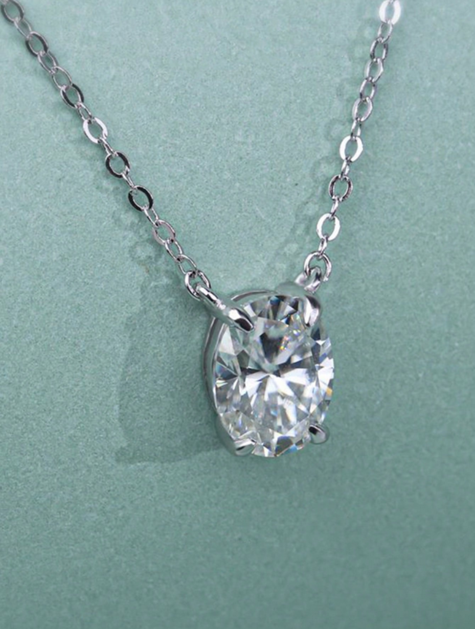 Oval Moissanite Pendant Necklace | S925 Silver