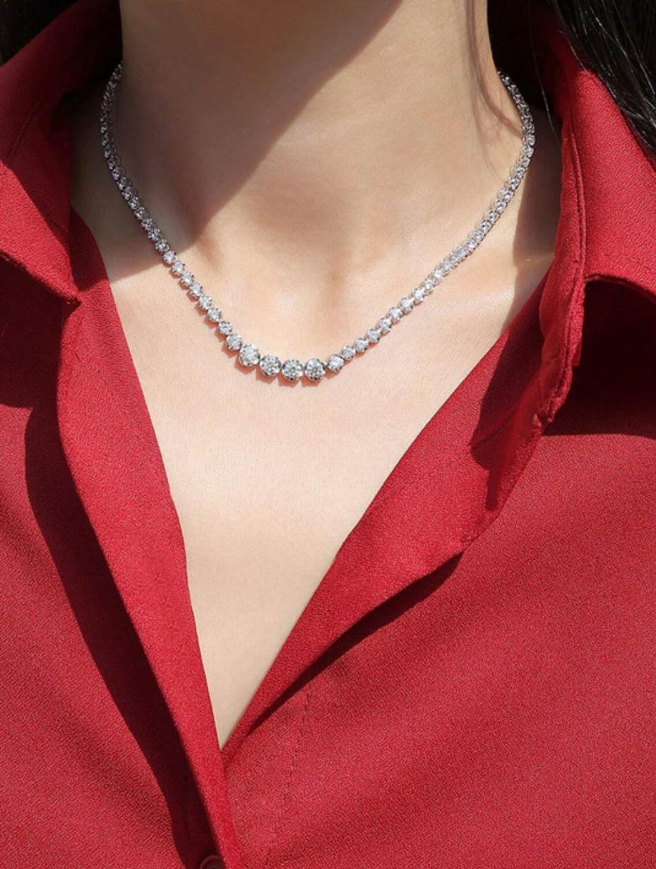 Morganite Tennis Necklace | S925 Silver