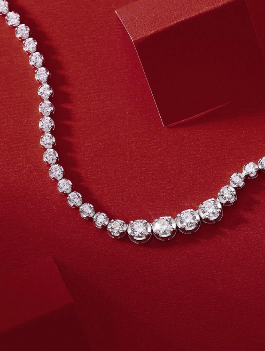 Morganite Tennis Necklace | S925 Silver