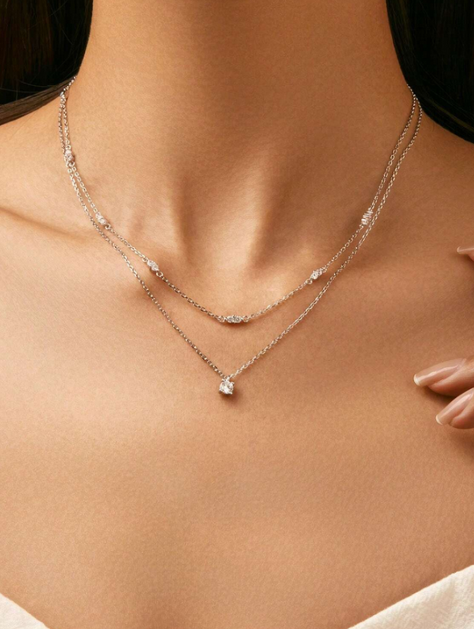 Double-Layer Moissanite Necklace | S925 Silver