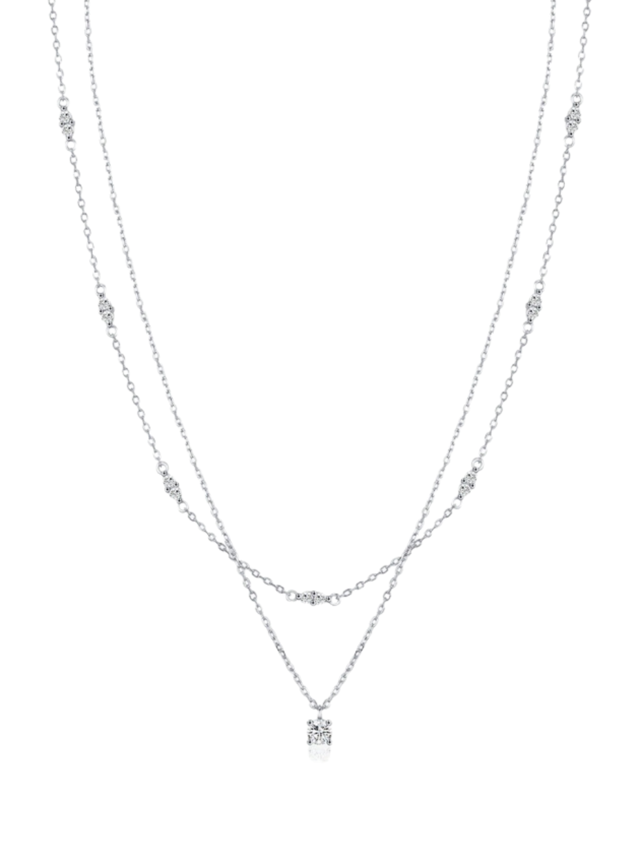 Double-Layer Moissanite Necklace | S925 Silver