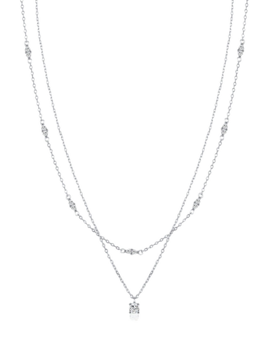 Double-Layer Moissanite Necklace | S925 Silver