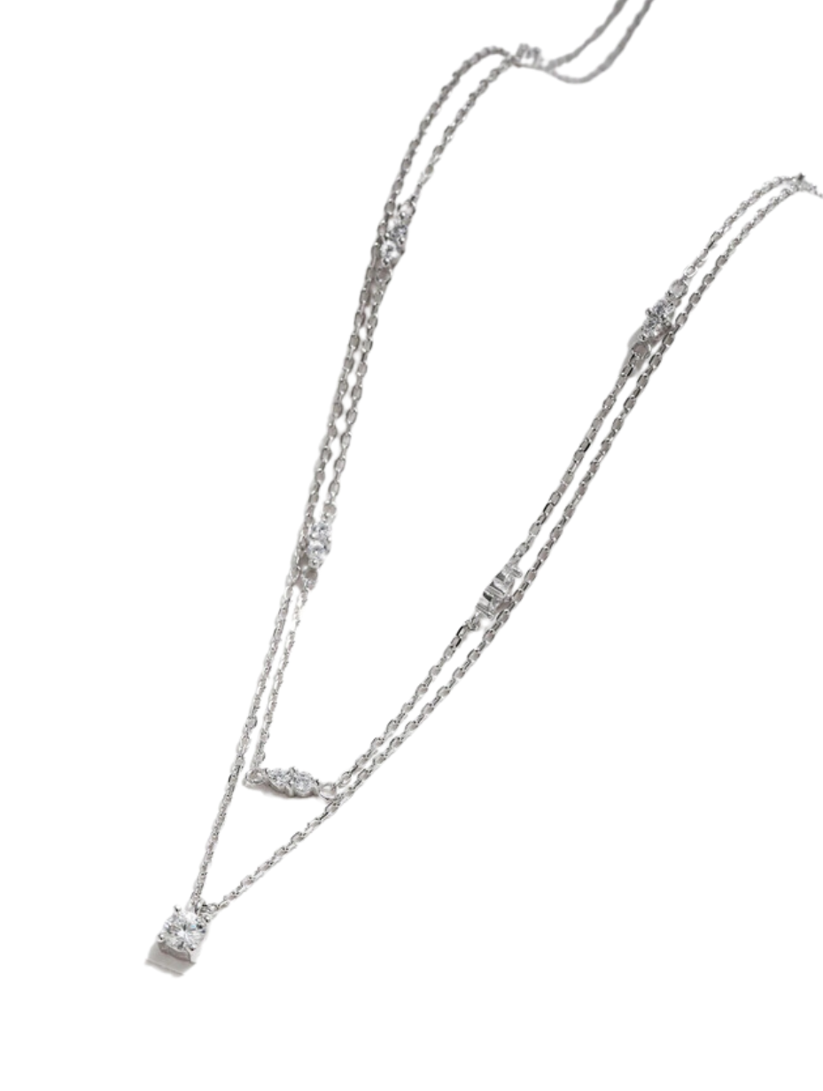 Double-Layer Moissanite Necklace | S925 Silver