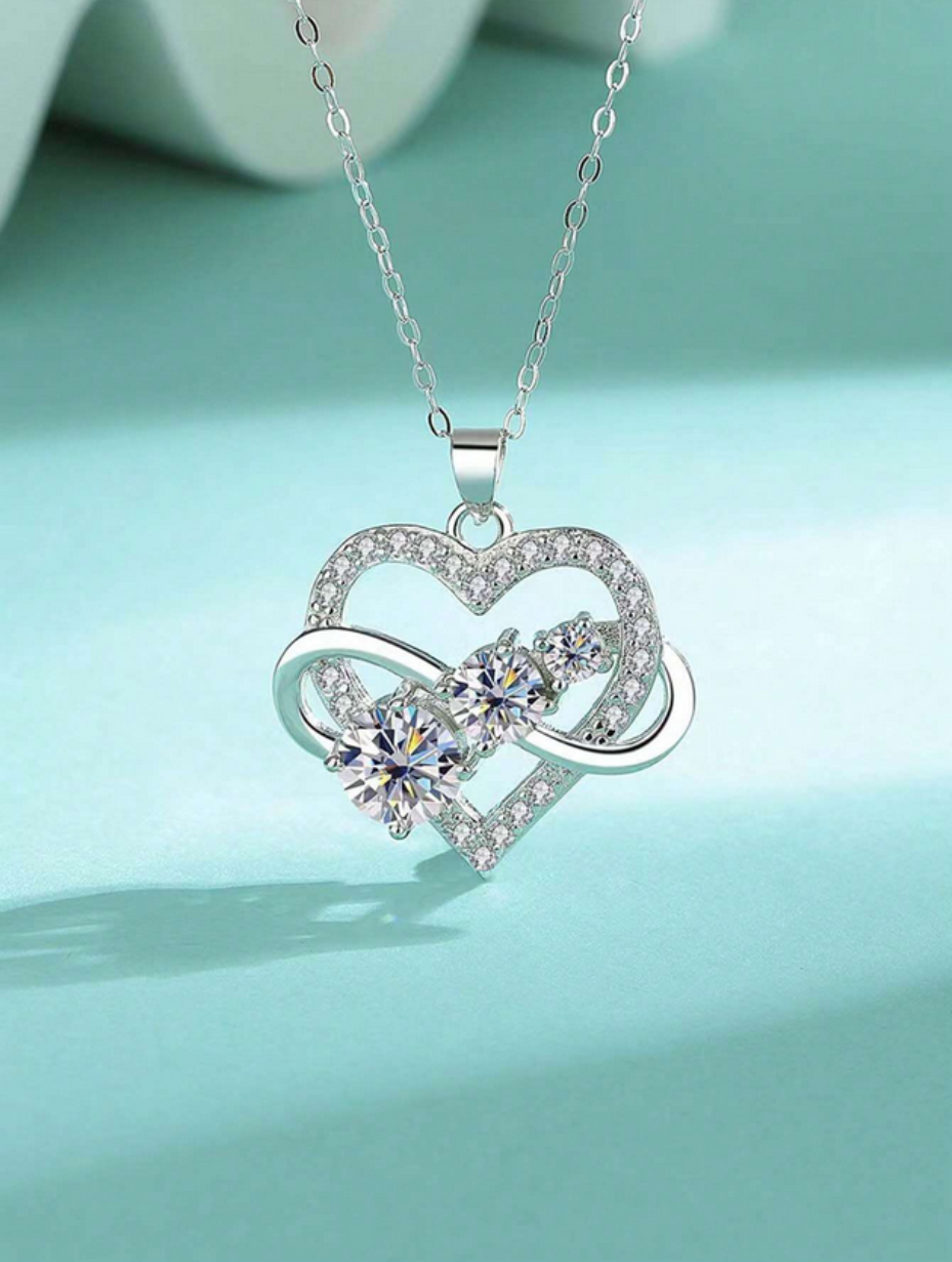 Heart Moissanite Pendant Necklace | Fashionable Silver