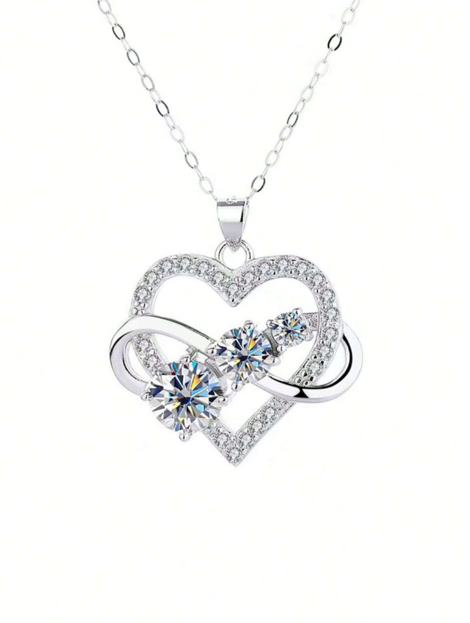 Heart Moissanite Pendant Necklace | Fashionable Silver