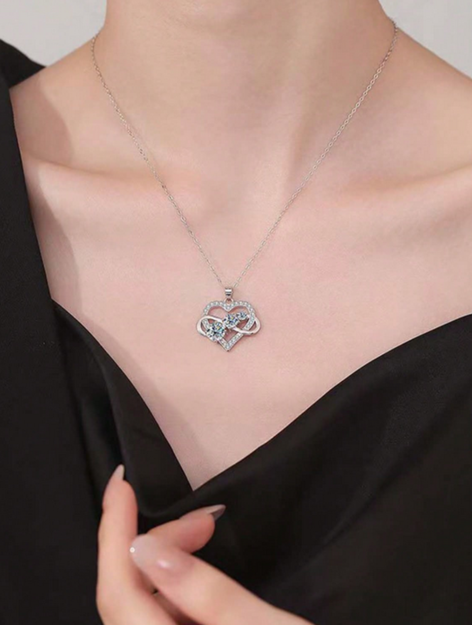 Heart Moissanite Pendant Necklace | Fashionable Silver