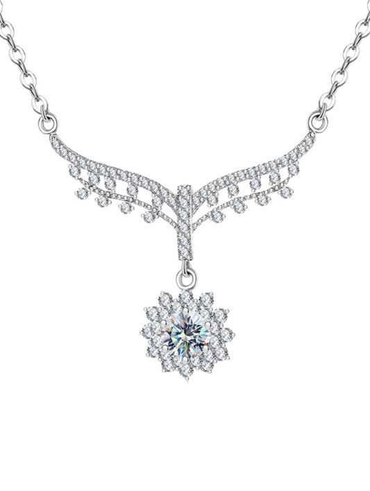 Sunflower Moissanite Necklace | Elegant Fishtail Design